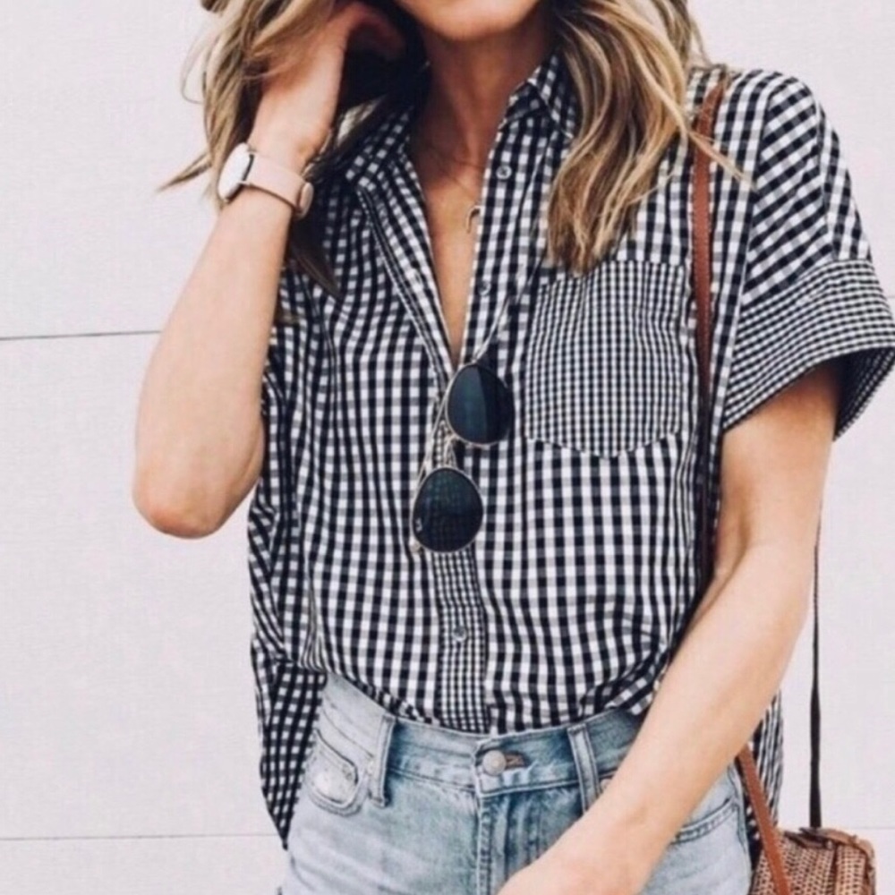 Madewell Gingham-Play Button-Down Shirt